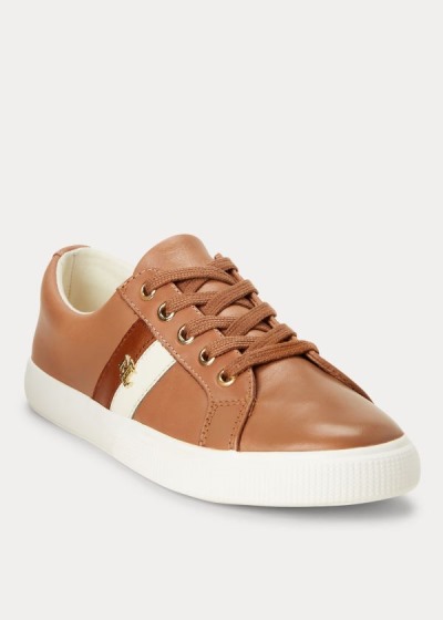 Women's Ralph Lauren Janson II Leather Sneakers | 974361NXT